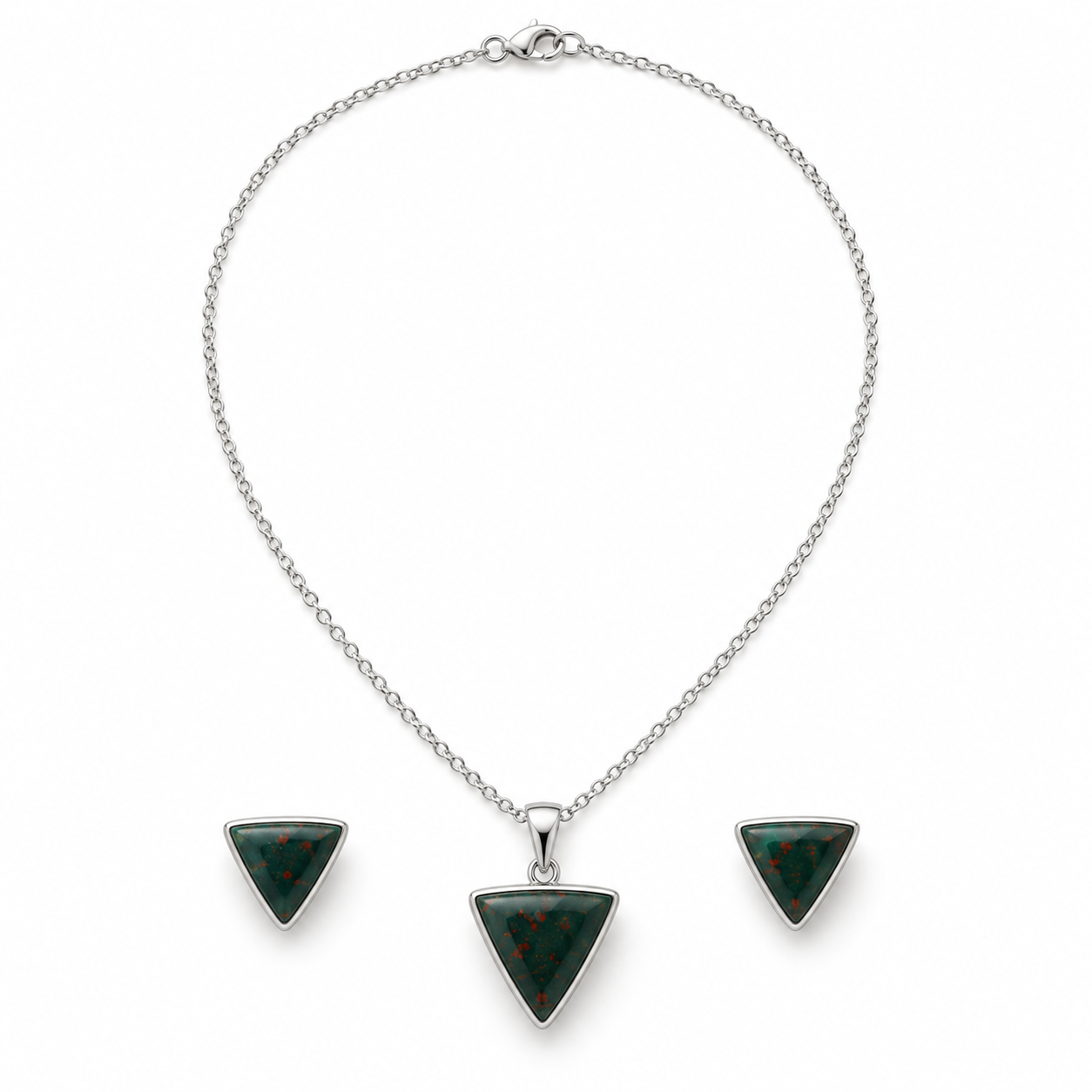 Triangle pendant and earring set